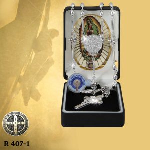 R407-1 ROSARIO CRISTAL METÁLICO C/P.N. DONA #12 PLATA