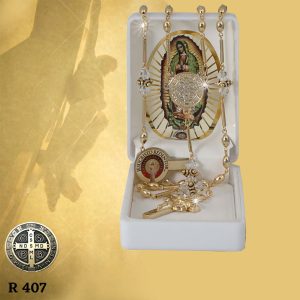 R407 ROSARIO CRISTAL METALICO C/P.N. DONA #12 ORO