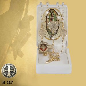R417 ROSARIO CRISTAL #4 SAN BENITO ORO
