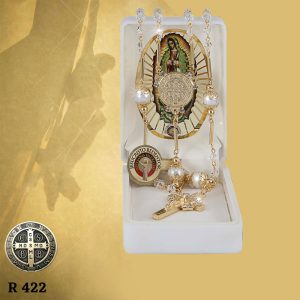 R422 ROSARIO CRISTAL #4 C/P.N. DE PERLA #8 ESCASQUILLADA ORO