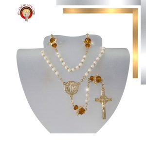 RE49 ROSARIO PERLA #4 C/ANGELITOS ORO